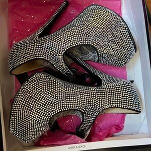 Bordello Silver Sequin Heels